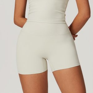 High Waist Yoga Shorts, Buttery Soft Casual Lounge Running Shorts, Off White
