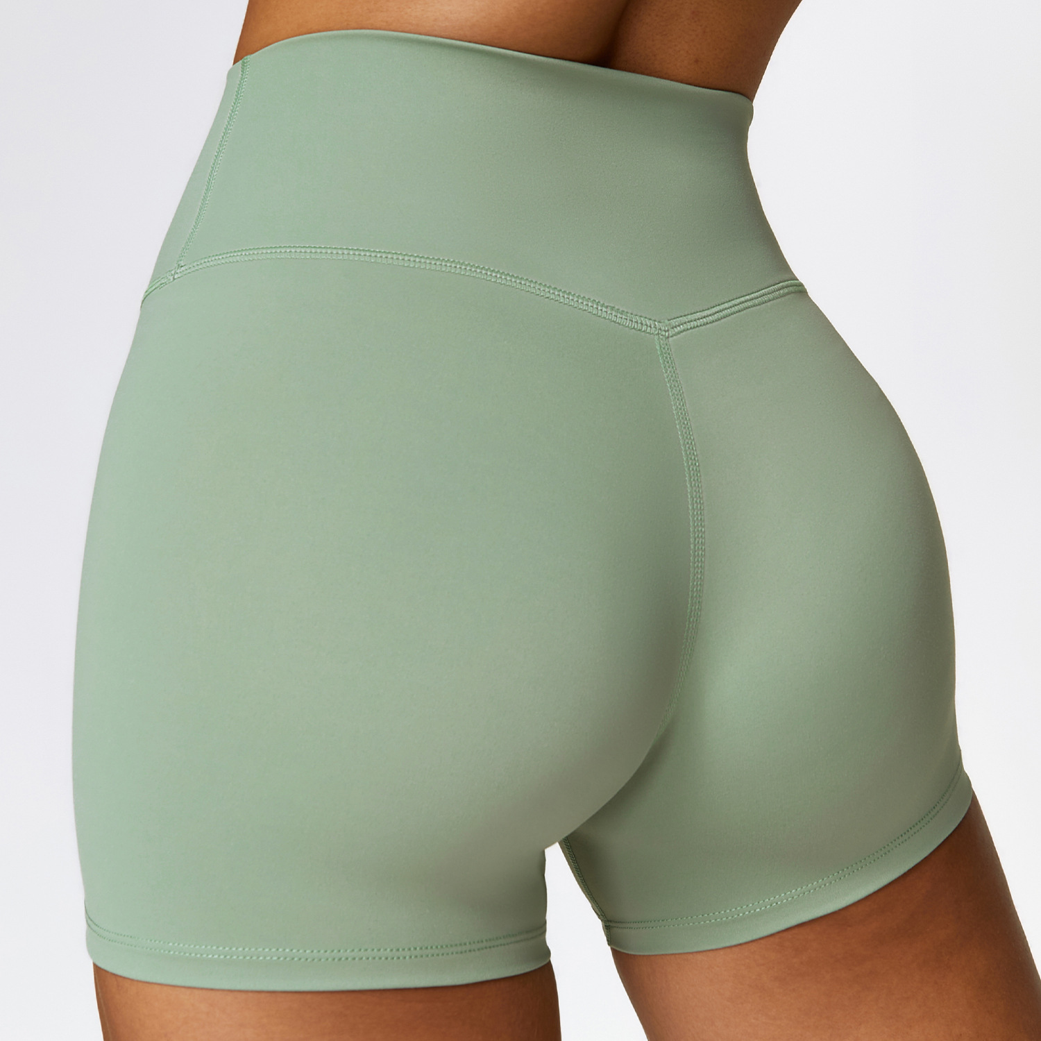 High Waist Yoga Shorts Women, Hip Lifting Athletic Yoga Pants, Mint Green