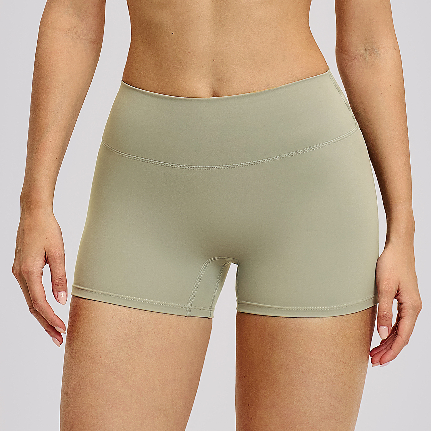 Womens High Waist Yoga Shorts, Soft Comfy Athletic Running Shorts, Sage Green