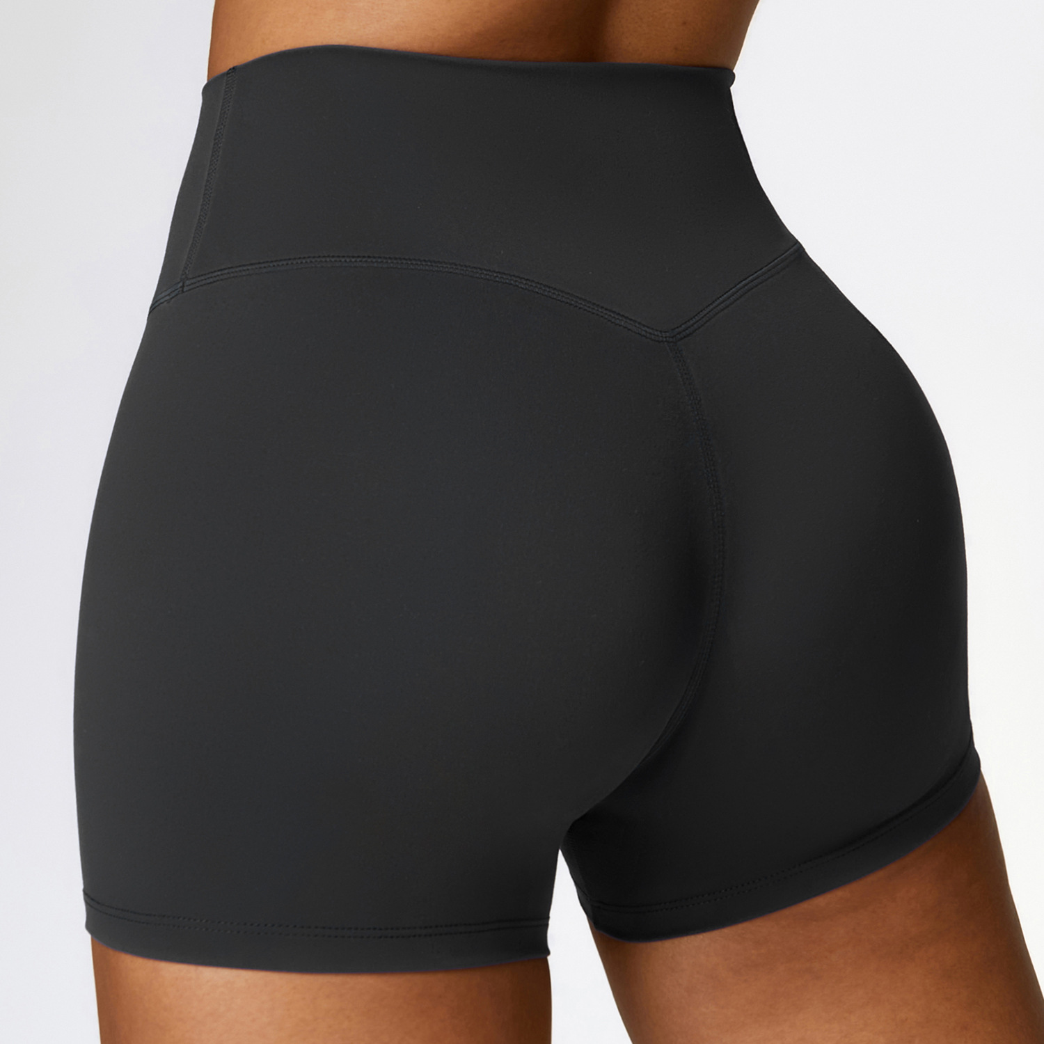 High Waisted Yoga Shorts, Hip Lifting Soft Athletic Running Shorts, Black